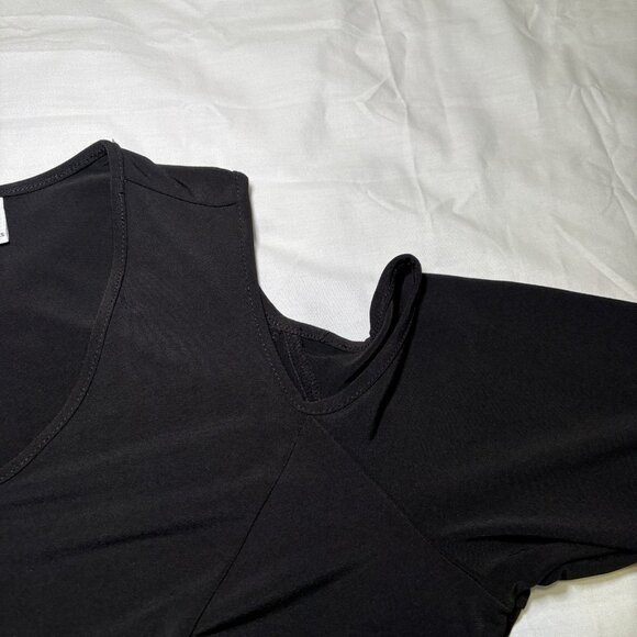 Susan Graver Womens Liquid Knit Dress Size Med Cold Shoulder Black A289176 - Picture 9 of 9